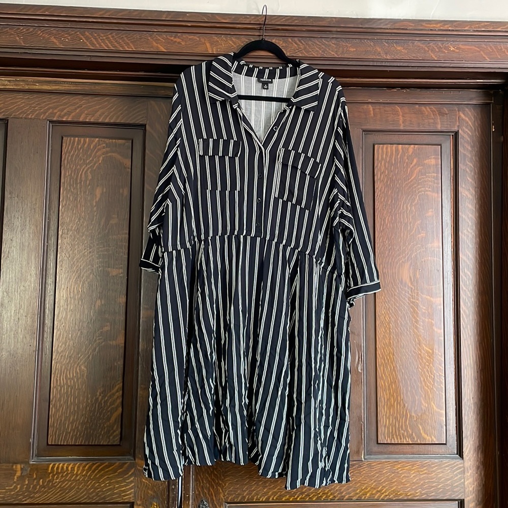 Torrid black and white stripe shirt dress button down